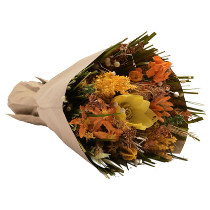 Hestia Dried Floral Bouquet 25cm - Orange