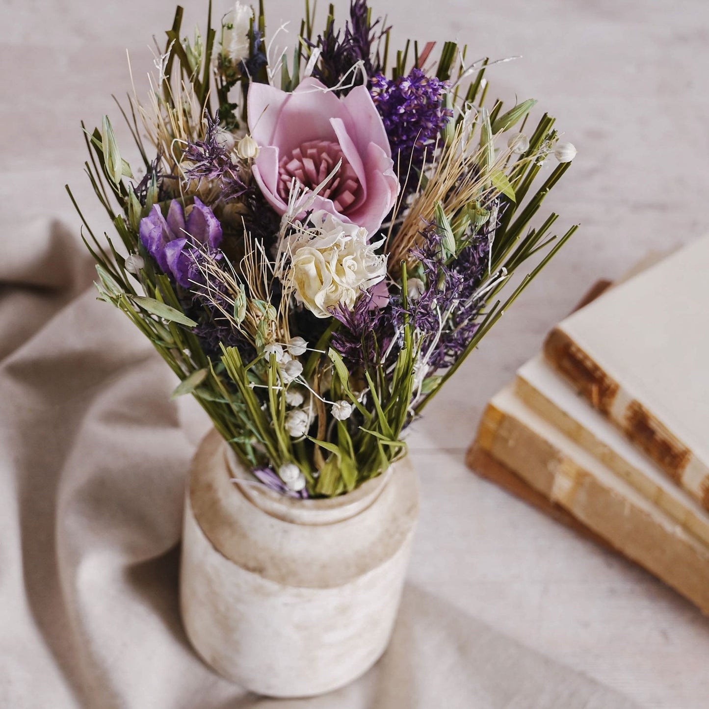 Hestia Dried Floral Bouquet 25cm - Purple