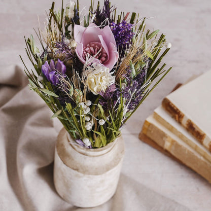 Hestia Dried Floral Bouquet 25cm - Purple