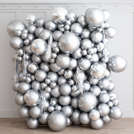 Chrome Silver Latex Balloon Wall