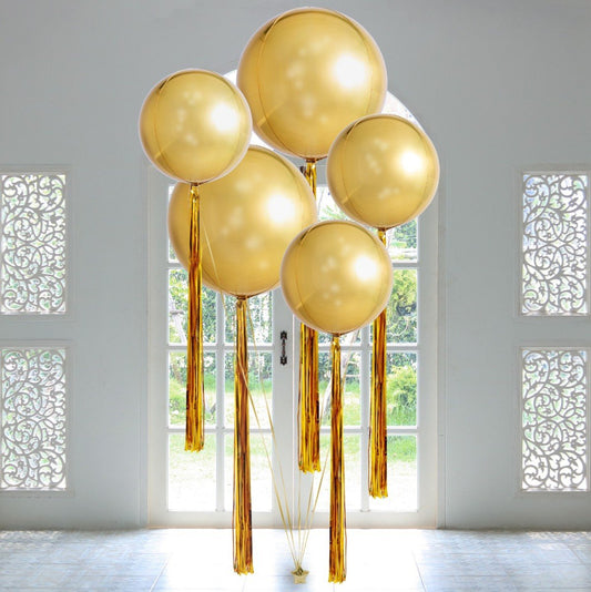 Chrome Gold Giant Latex Balloon Bouquet  With Tail (Helium Filled)