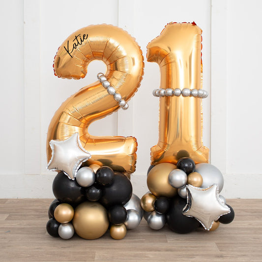 Hollywood Personalised Number Balloon Stack