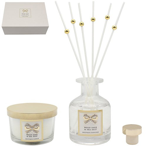 Heart & Bow Diffuser Set of 2 Woodsage & Seasalt