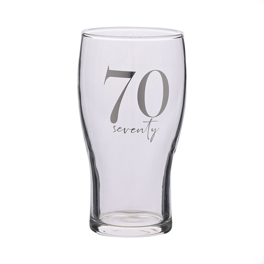 MILESTONES BEER GLASS 70TH BIRTHDAY