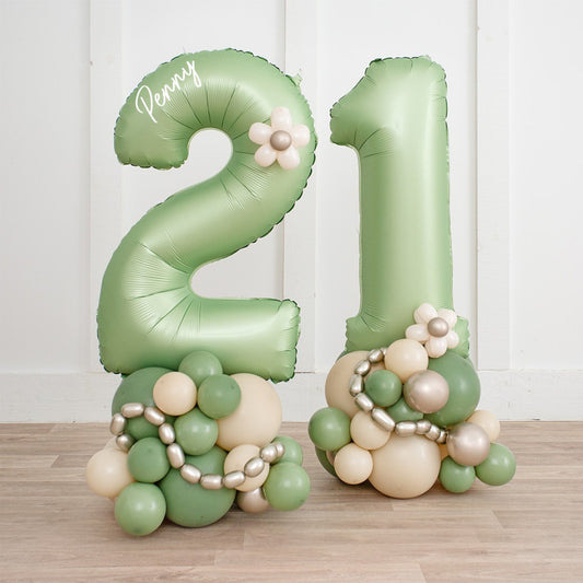 Eucalyptus Personalised Number Balloon Stack