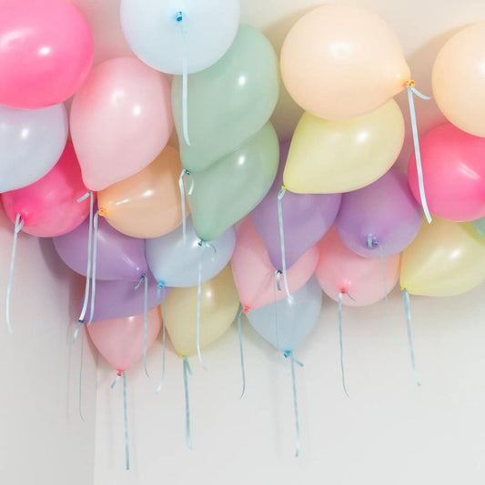 Pastel Rainbow Latex Ceiling Balloons (Helium Filled)