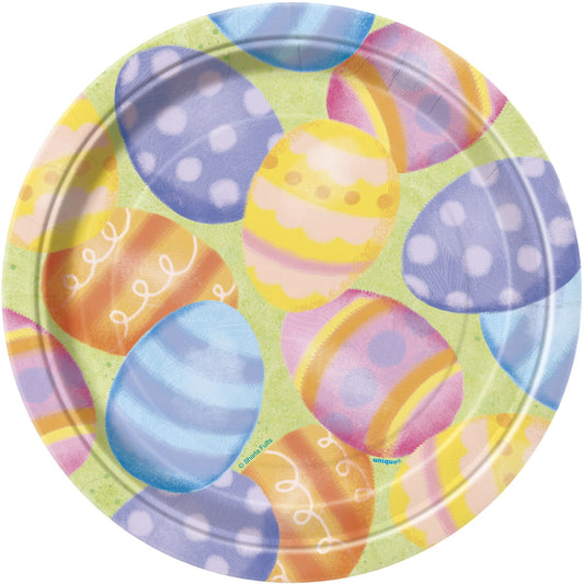 Spring Eggs Paper Plates 8Pk 7in