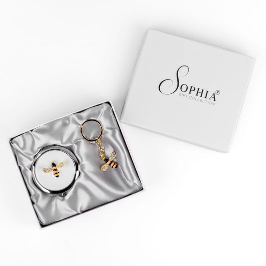 SOPHIA SILVERPLATED BUMBLE BEE COMPACT MIRROR & KEYRING