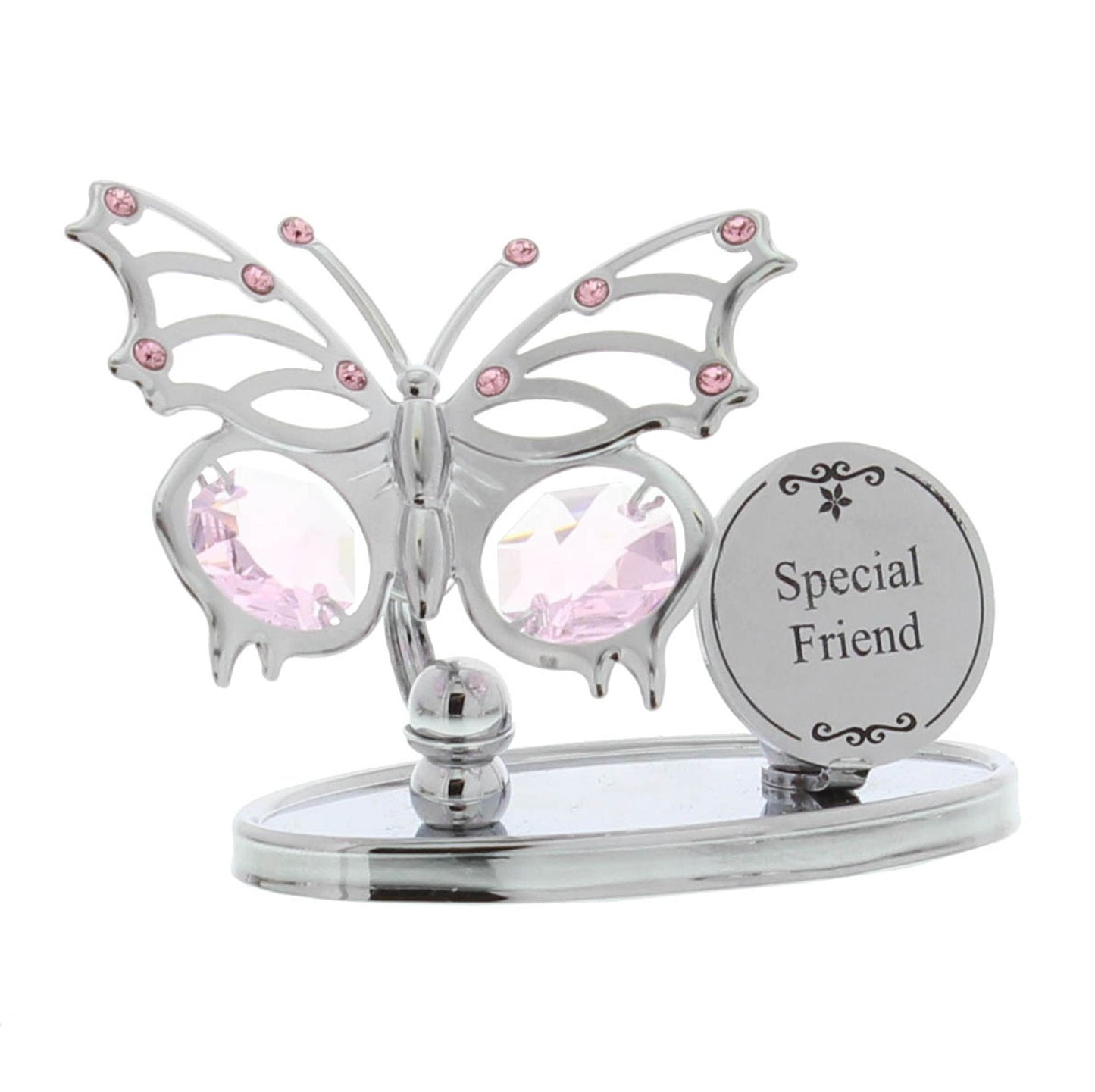 CRYSTOCRAFT CHROME PLATED BUTTERFLY PLAQUE - SPECIAL FRIEND
