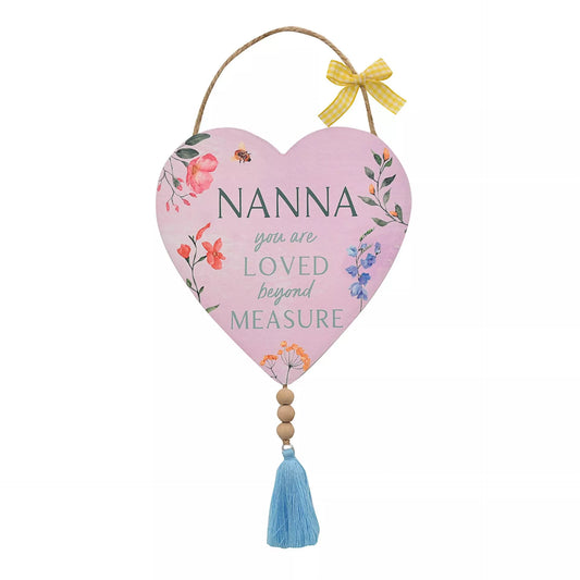 **MULTI 3** The Cottage Garden Hanging Heart Plaque With Tassel "Nana"