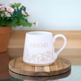 **MULTI 3** The Cottage Garden White Floral Mug 'Friend'
