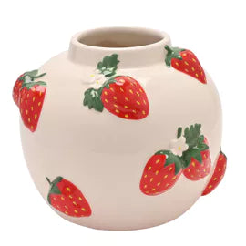 The Cottage Garden Hand Painted Vase Small - Strawberry