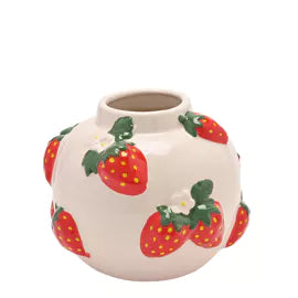 The Cottage Garden Hand Painted Vase Large  - Strawberry
