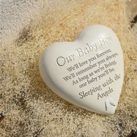 Thoughts Of You Graveside Heart Plaque - Our Baby Boy