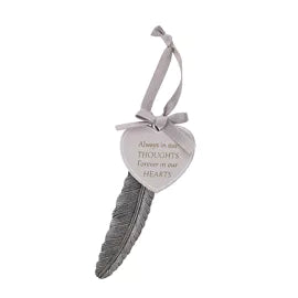 **MULTI 6** Feather Plaque 13cm "Always in our Thoughts"