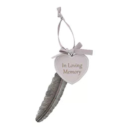 **MULTI 6** Feather Plaque 13cm "In Loving Memory"