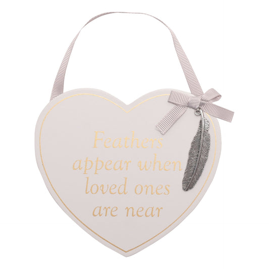**MULTI 3** Thoughts of You Heart Plaque Feathers Appear