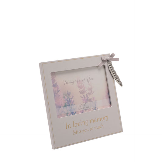 Thoughts of You Feather Frame In Loving Memory 6" x 4"