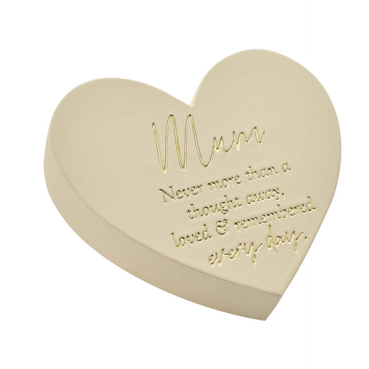 THOUGHTS OF YOU MEMORIAL GRAVESIDE IVORY HEART PLAQUE - MUM
