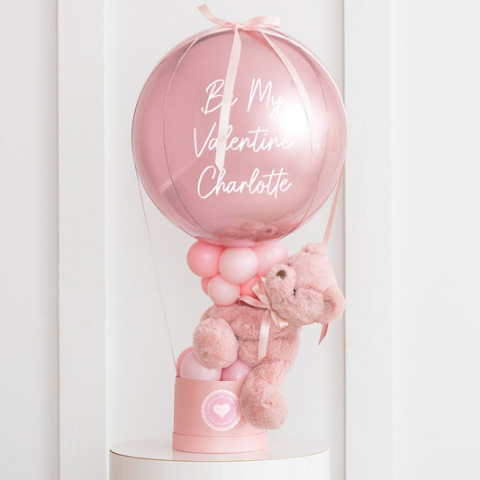 Pink Rose Gold Personalised Latex Hot Air Balloon (Toy Not Included)