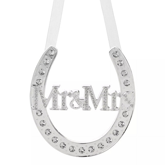 Amore Silver Plated with Crystals Horse Shoe "Mr & Mrs"