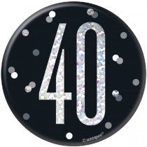 3IN BLACK GLITZ 40 BADGE