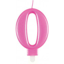 METALLIC PINK NUMBER 0 BIRTHDAY CANDLE