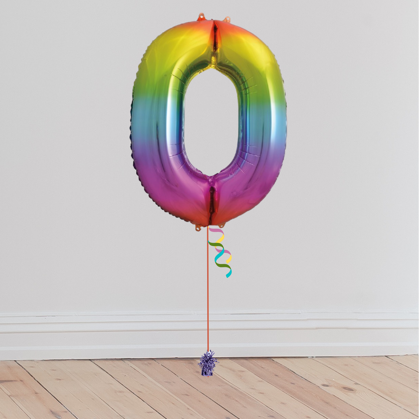 Giant Rainbow Number Balloon <br>(Inflated with Helium & Weight Included)