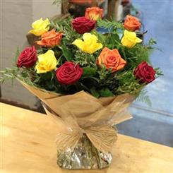 Fire Mixed Roses Hand-Tied Bouquet