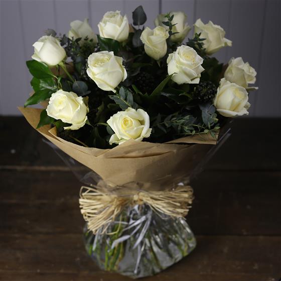 White Roses Hand-Tied Bouquet