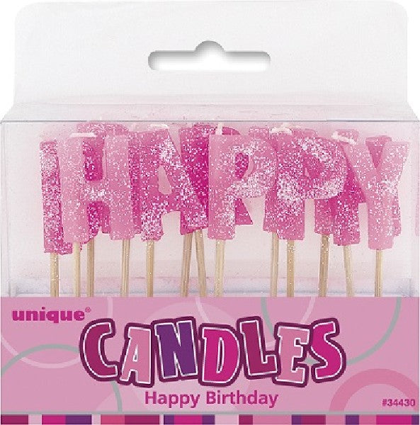 Pink Birthday Pick Cake Candle
