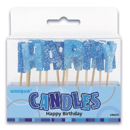Blue Birthday Pick Cake Candle