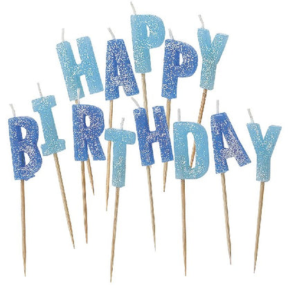 Blue Birthday Pick Cake Candle