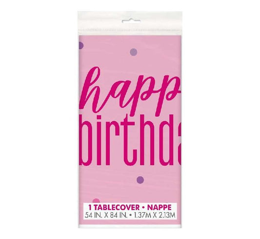 Glitz Pink Happy Birthday Tablecloth