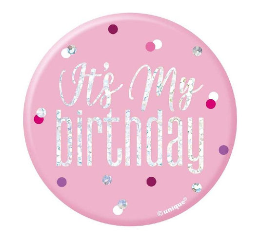 Glitz Pink Happy Birthday Badge