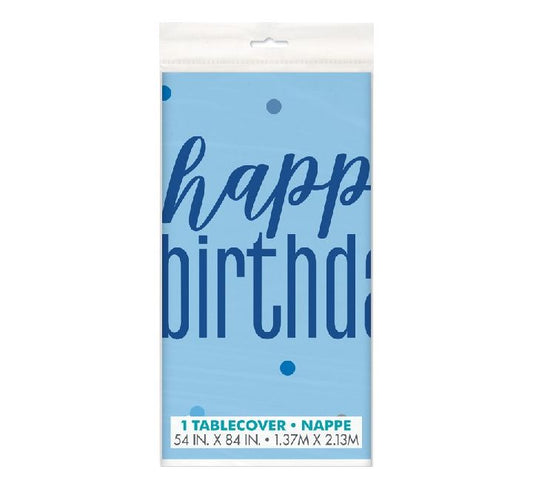 Glitz Blue Happy Birthday Tablecloth