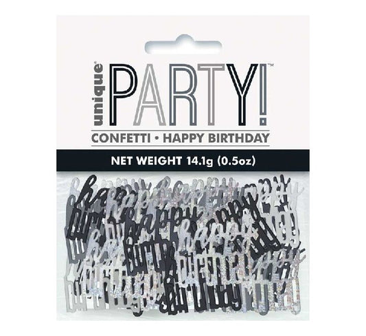 Glitz Black Happy Birthday Confetti