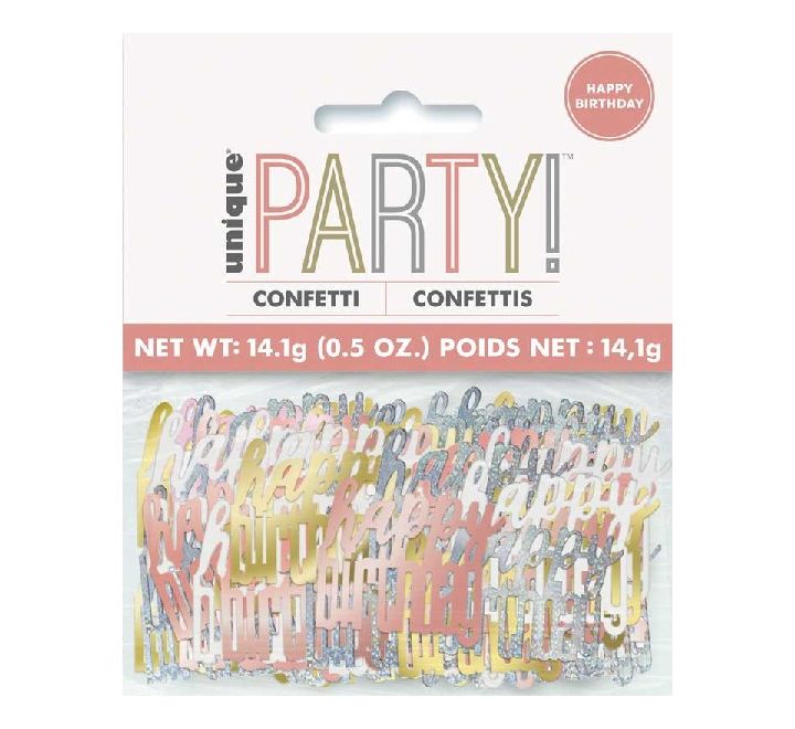 Glitz Rose Gold Happy Birthday Confetti