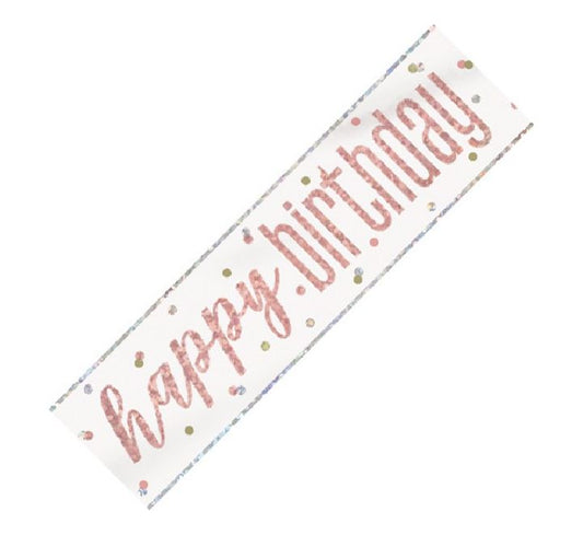 Glitz Rose Gold Happy Birthday Banner