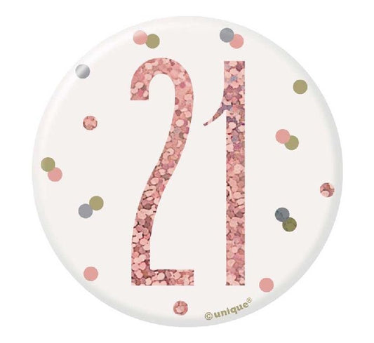 3IN ROSE GOLD GLITZ 21 BADGE