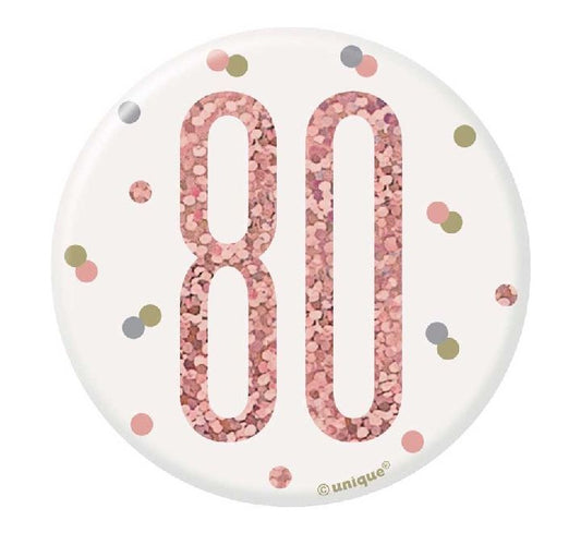 3IN ROSE GOLD GLITZ 80 BADGE