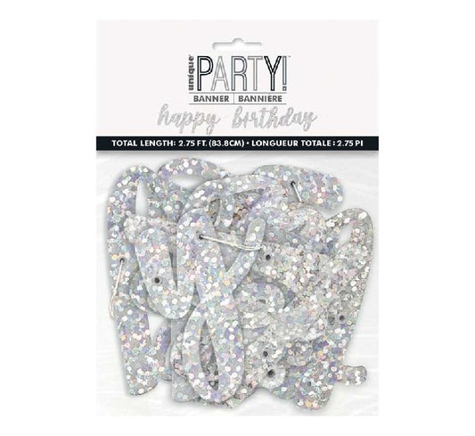 Glitz Silver Happy Birthday Joined Banner