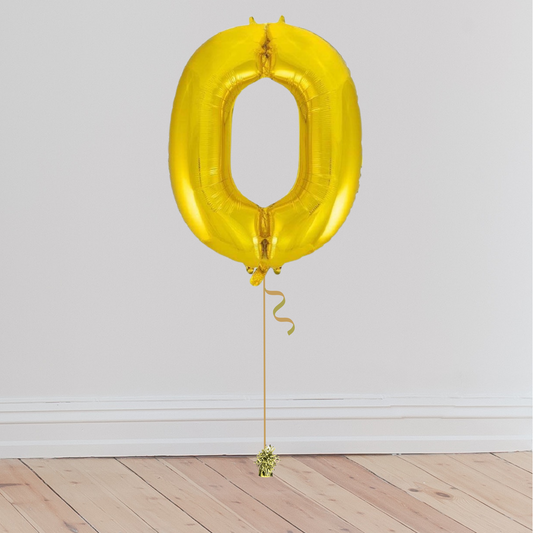 Giant Gold Number Balloon <br>(Inflated with Helium & Weight Included)