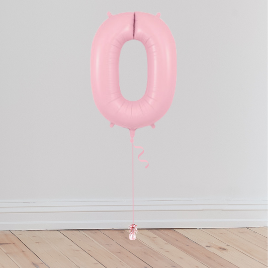 <b> ONLINE EXCLUSIVE </b> <br>Giant Pastel Pink Number Balloon <br>(Inflated with Helium & Weight Included)