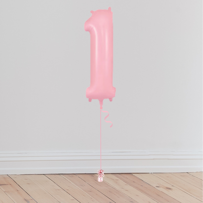 <b> ONLINE EXCLUSIVE </b> <br>Giant Pastel Pink Number Balloon <br>(Inflated with Helium & Weight Included)
