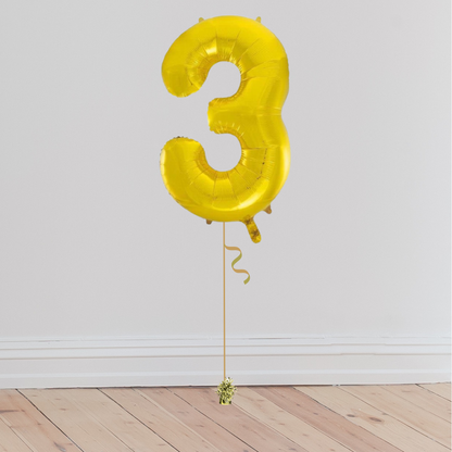 Giant Gold Number Balloon <br>(Inflated with Helium & Weight Included)