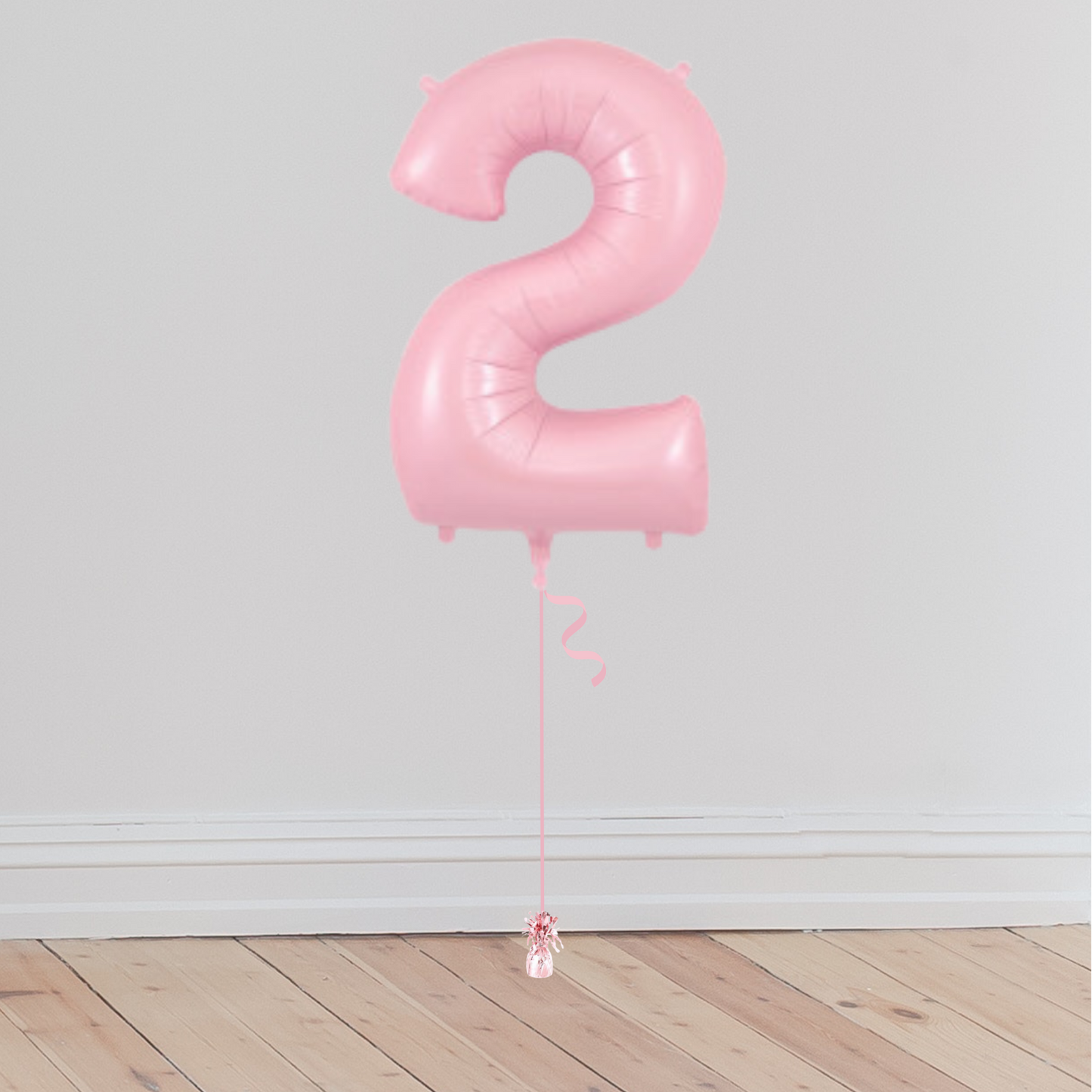 <b> ONLINE EXCLUSIVE </b> <br>Giant Pastel Pink Number Balloon <br>(Inflated with Helium & Weight Included)