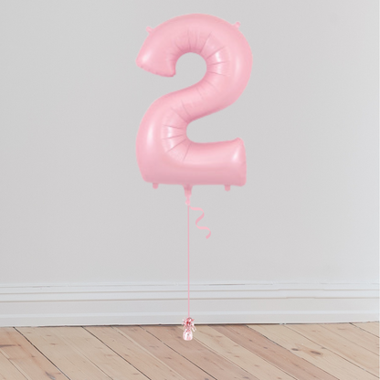 <b> ONLINE EXCLUSIVE </b> <br>Giant Pastel Pink Number Balloon <br>(Inflated with Helium & Weight Included)