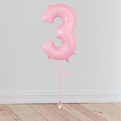 <b> ONLINE EXCLUSIVE </b> <br>Giant Pastel Pink Number Balloon <br>(Inflated with Helium & Weight Included)