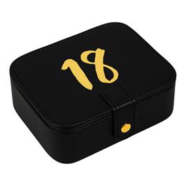 SIGNOGRAPHY BLACK LEATHERETTE & GOLD FOIL JEWELLERY BOX - 18